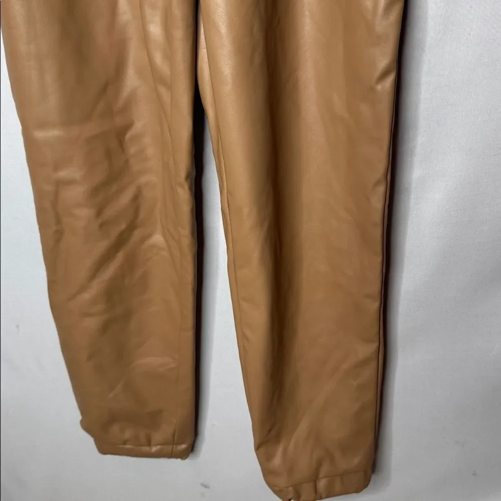 Abercrombie & Fitch Tan Faux Leather Pull On Paper-Bag Waist Joggers. Size Sm.